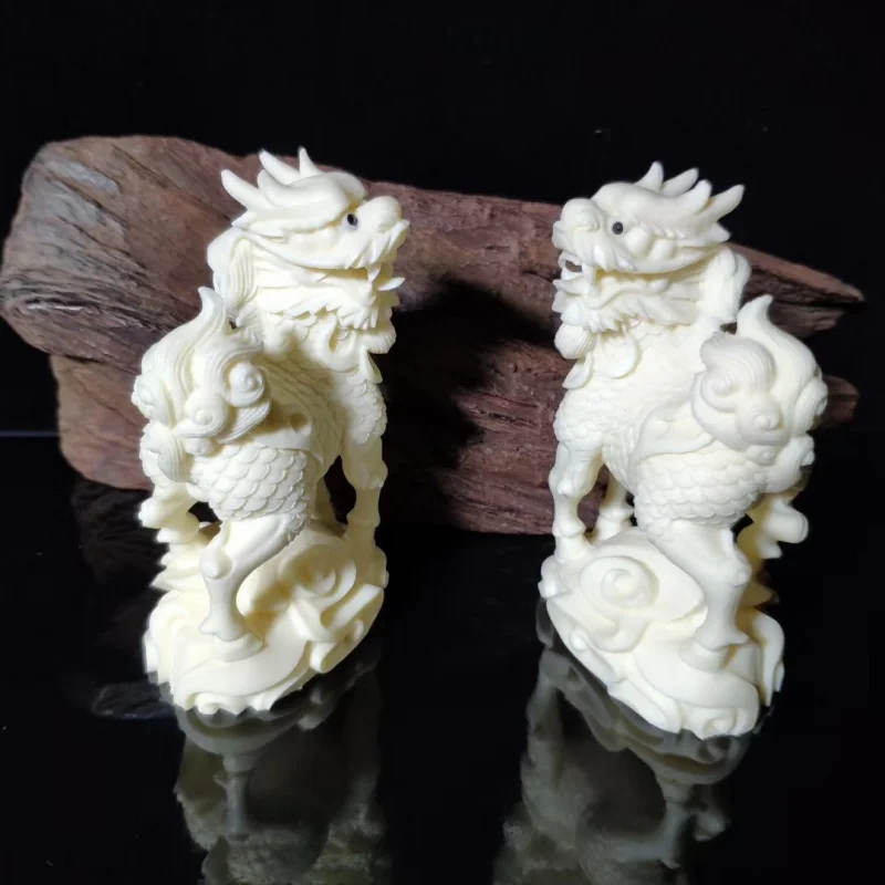 

One piece dropshipping Ivory Fruit Powder Press Carving KIRIN 9.5*6*4.5cmCar Desktop Crafts Ornaments