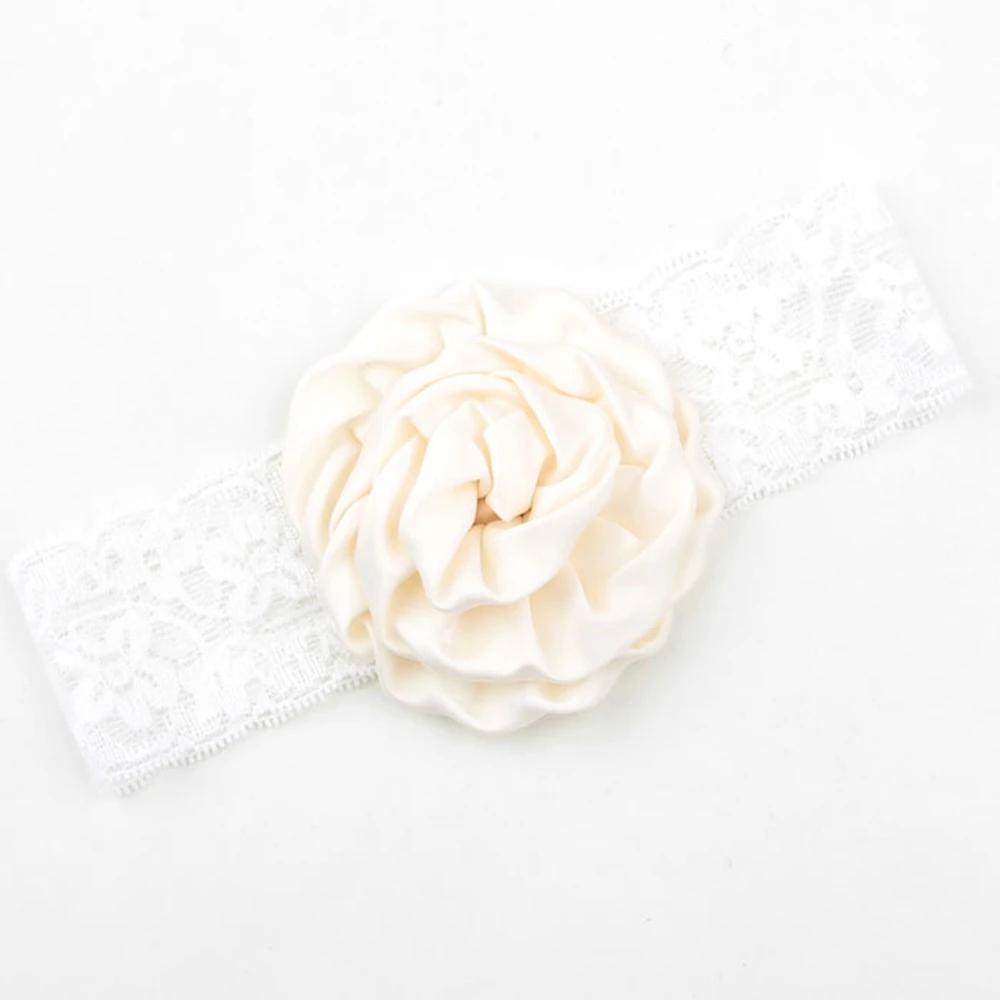 5pcs/lot Rose Flower Baby Girls Headband Soft White Lace Elastic Newborn Toddler Kids Children Headwear Hair Accessories