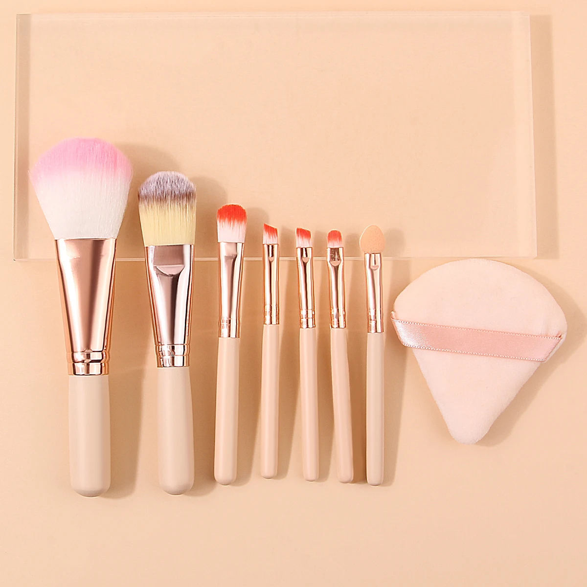 Conjunto de pincéis de maquiagem portátil, 8 peças, solto, gesso, sombra, multiuso, pincel de maquiagem facial, triângulo, esponja, sopro de pó
