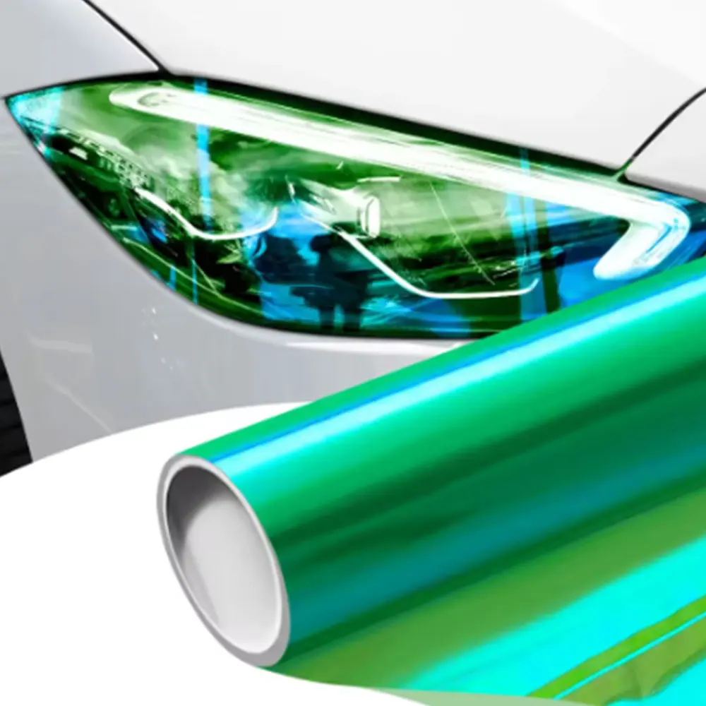 سيارة العلوي فيلم حماية الأخضر تينت فيلم مادة PVC اللون تغيير الفينيل التفاف احباط الضوء الخلفي ملصق لتصفيف السيارة