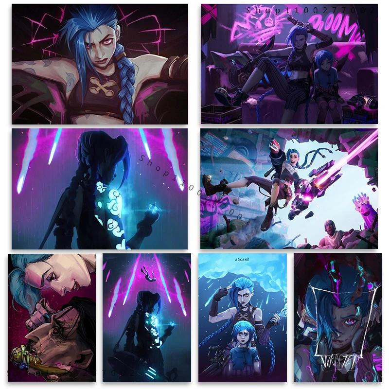 League of Legends The First Animated Drama Arcane Jinx Canvas Painting Poster and Print Wall Art for Bedroom Playroom Home Decor