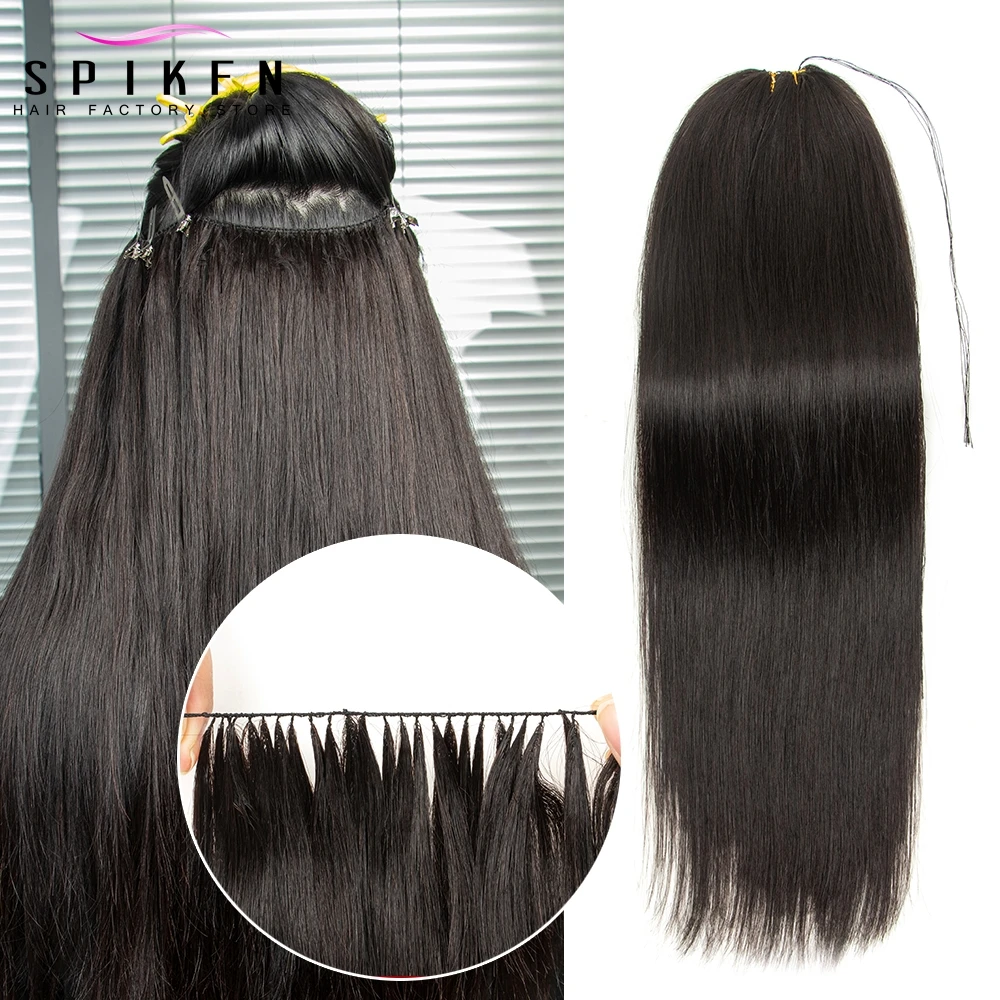 16-22 inches Feather Weft Human Hair Extensions 100g Sewing On Invisible Custom Bundles 50cm Weft Width 140 Strands