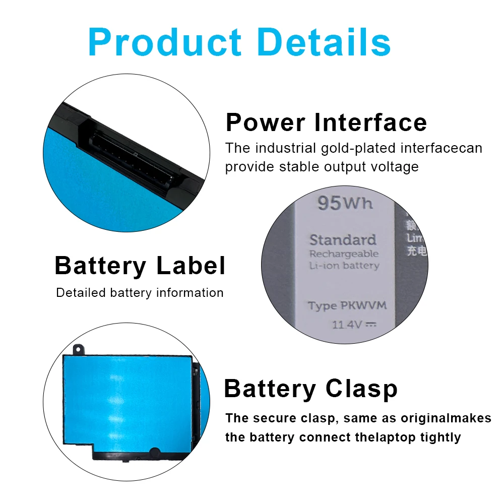PKWVM Laptop Battery For Dell Precision 7550 7750 7560 7760 Series Workstation Notebook C903V P44E P93F P44E001 P93F002 453-BBCQ