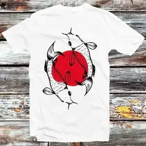 Japanese Koi Fish Sunset Blossom Limited Red Edition T Shirt Vintage Retro Cool Gift Unisex Cartoon Anime Manga Top Tee B1302