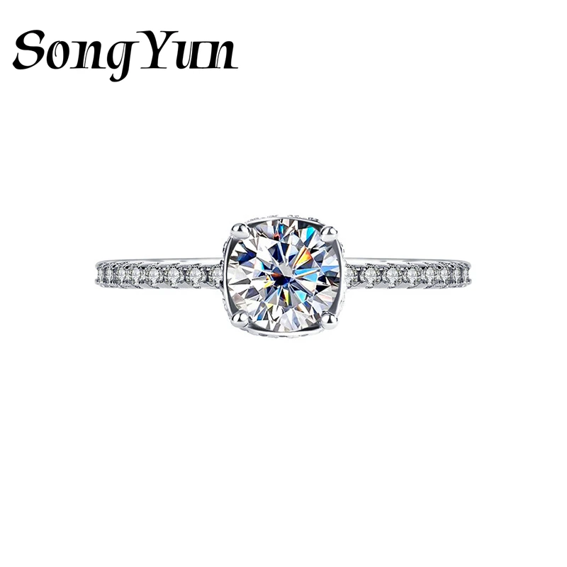 

SONGYUN Designer Jewelry 925 Sterling Silver Ring Moissanite Diamond Artisan Ring for Bride 18K Gold Plated SYT Rings