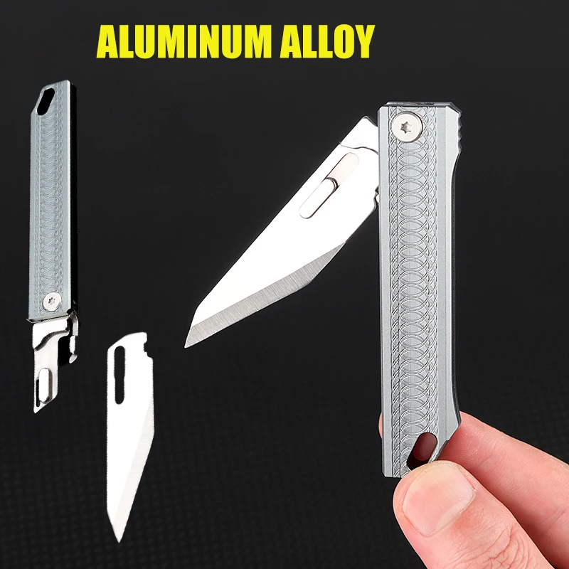 New 9cr Stainless Steel Detachable Blade High Hardness Aluminum Alloy Folding Knife Outdoor Camping Self-defense Utility Knife