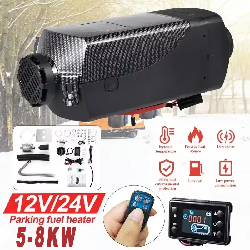 Car Diesel Parking Heater Auto Fuel-operated Heater 5KW 12v/24v Air Parking Heater Remote Control Diesel Heater with LCD Display