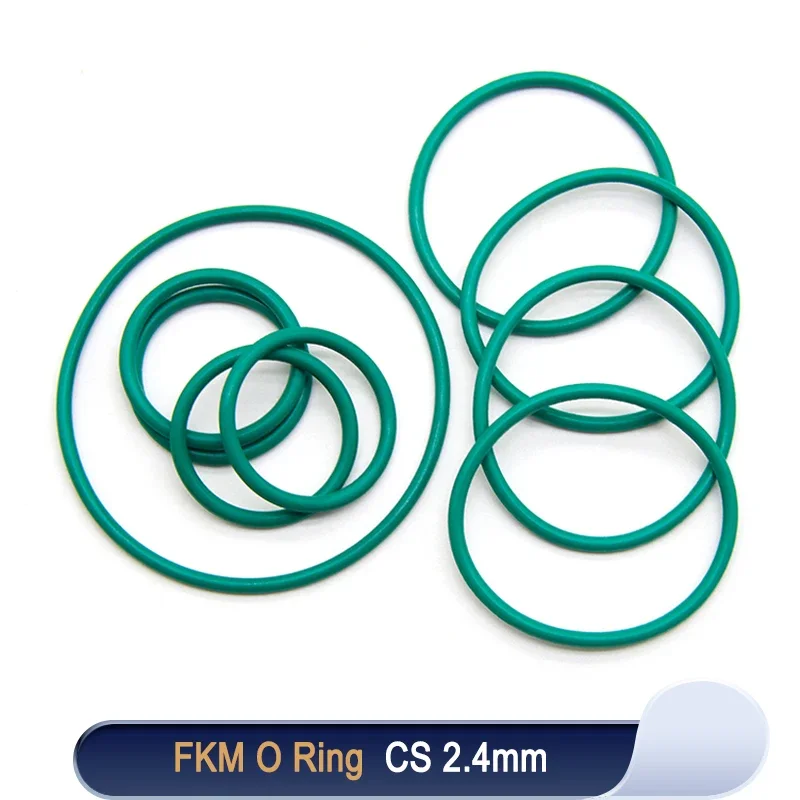 

10/50pcs FKM O Ring Sealing Gasket CS 2.4mm OD 8~60mm Insulation Oil Resistant High Temperature Resistance Fluorine Rubber Rings