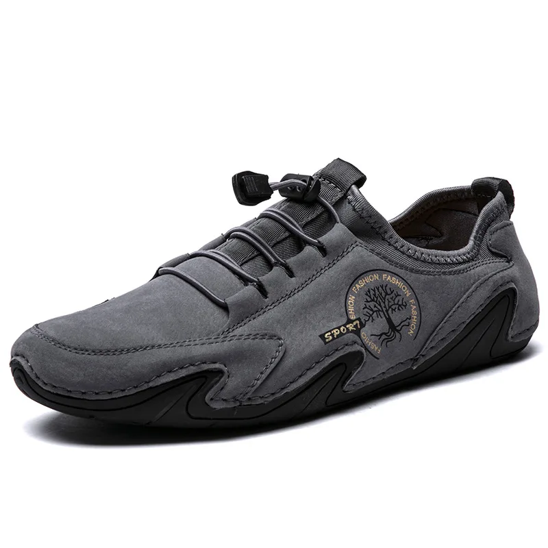 Men Casual Shoes Leather Fashion Men Sneakers Handmade Breathable Mens Loafers Boat Shoes Plus Size 38-48 Driving Shoes image 2