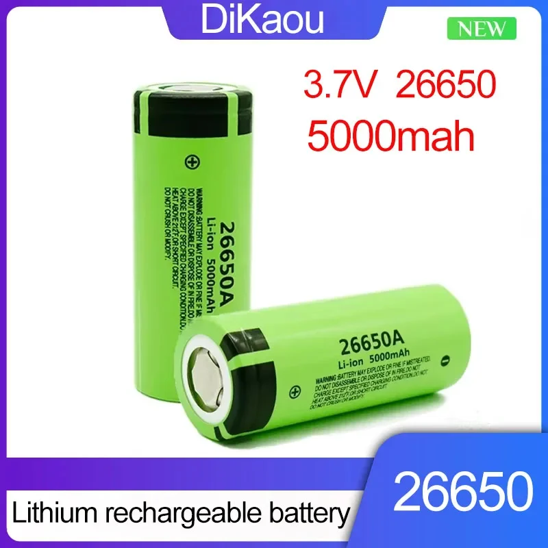 

Brand New 3.7V 26650 20A Rechargeable Lithium Battery 26650A 5000mAh Large Capacity Suitable for LED Flashlight Camera Battery