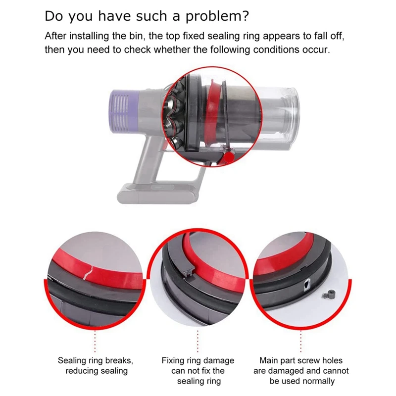 6X สําหรับ Dyson V10 SV12 เครื่องดูดฝุ่น-ถังเก็บฝุ่นด้านบนคงที่แหวนปิดผนึกสิ่งที่แนบมาอะไหล่อุปกรณ์เสริมใหม่