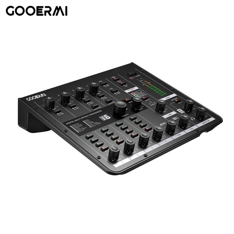 MIXX8 Gooermi Professional 8-Channel Audio Mixer USB DJ Console Karaoke Noise Cancelling for Live Streaming Stage Conference Use