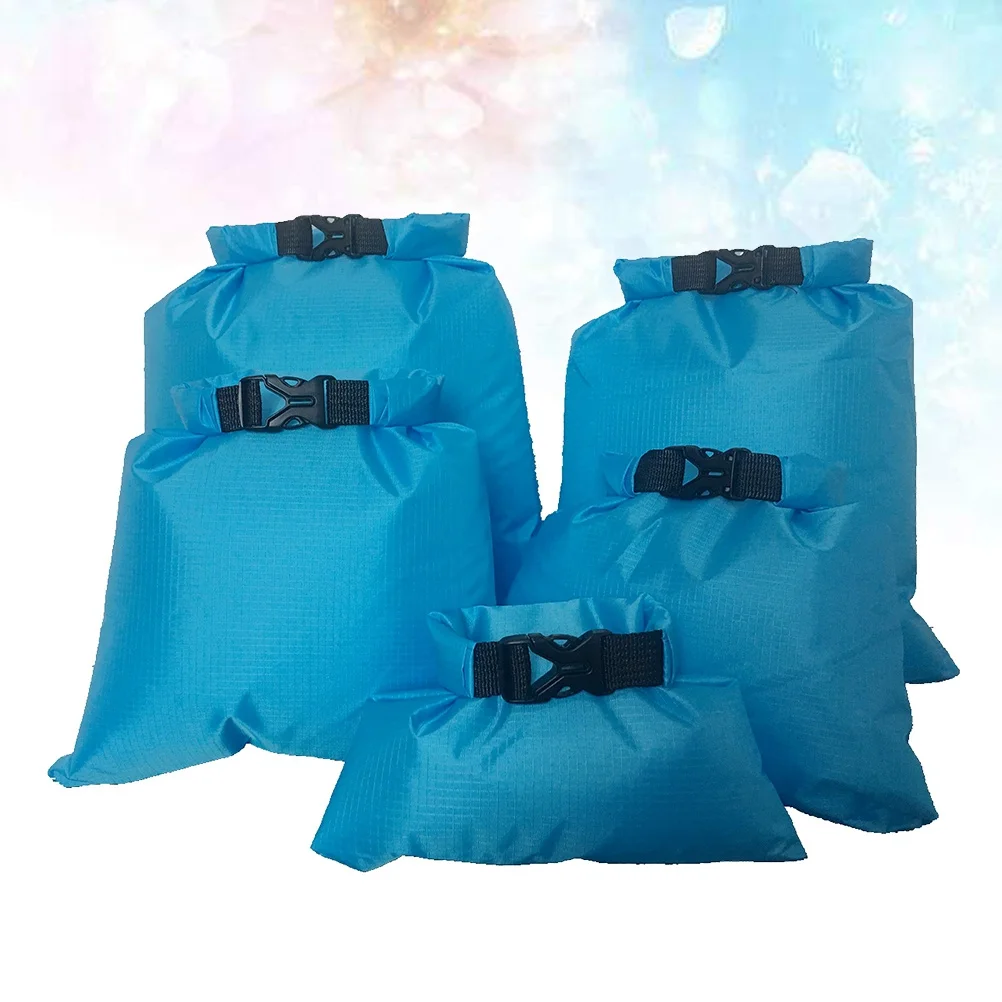 

5 pcs Waterproof Dry Bags 1.5L 2.5L 3.5L 4.5L 6L Roll Top Closure Double Stitched For Kayaking Rafting Camping Boating Travel