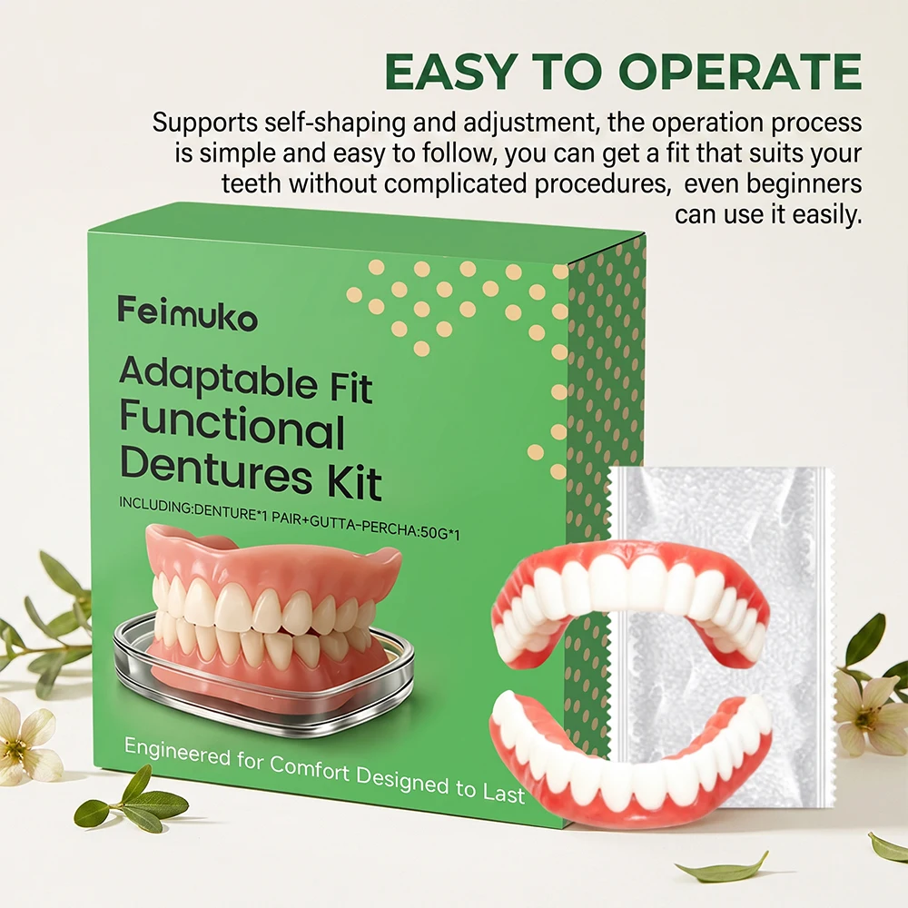 Silicone Fake Teeth Dentures Full Set Upper Lower Braces Comfort Fit Instant Confidence Smile Oral Care For Men Women