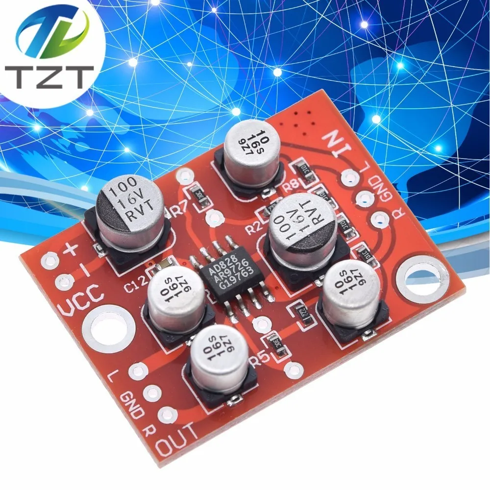 DC 3.8V-15V AD828 Stereo Dynamic Microphone Preamplifier Board MIC Preamp Module Amplifier Board