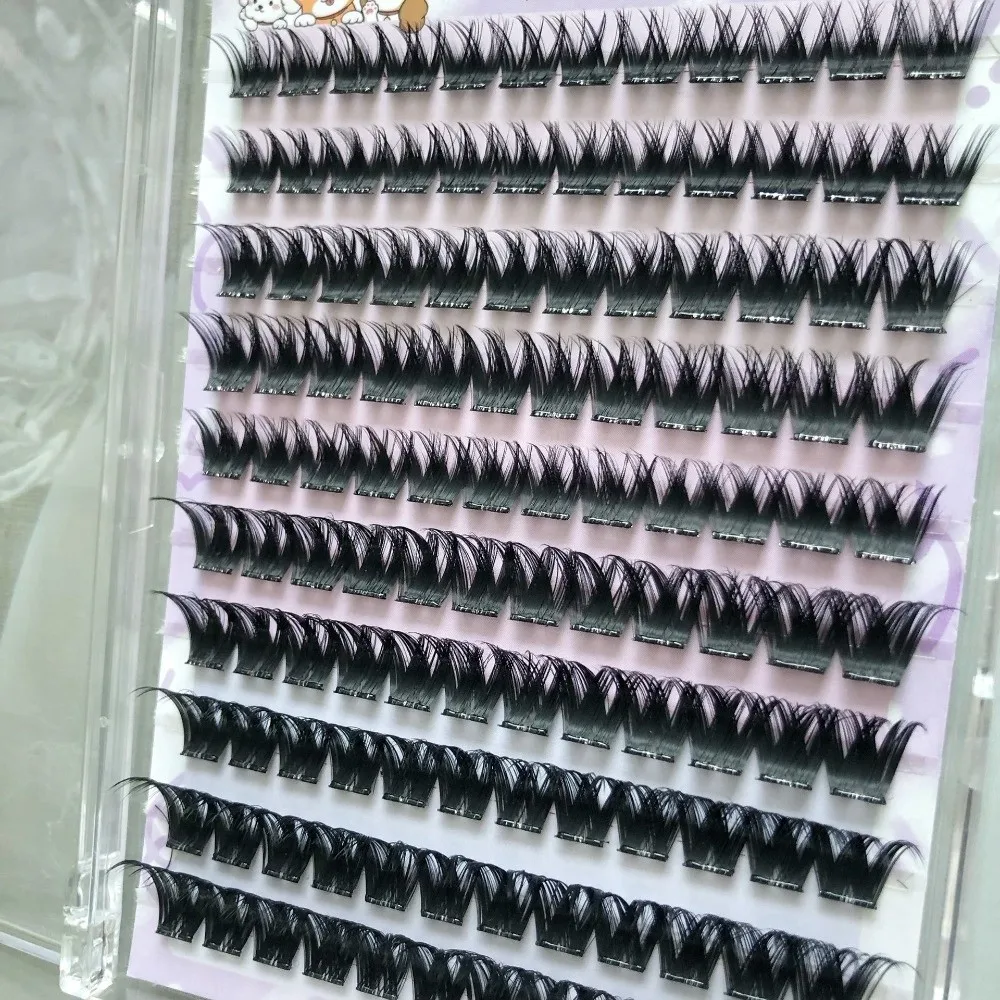 10/20/32Rows Curvature D Dense Grafted False Eyelashes Mixed Length Makeup Thick Grafting Fake Eyelashes 12-16MM Natural