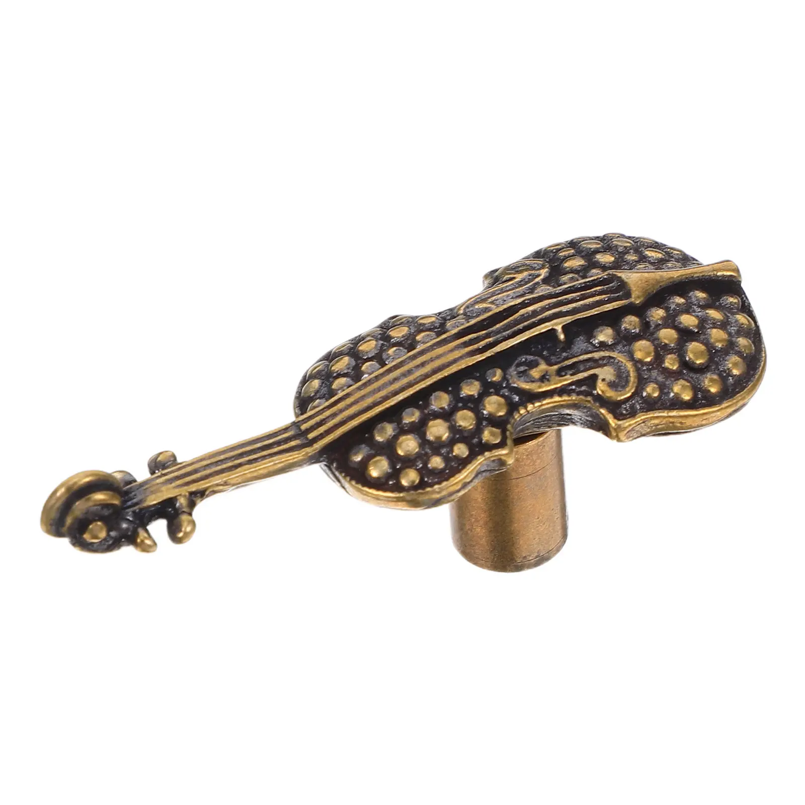 Solid Brass Decorative Light Brown Cabinet Pull Handles Violin Shaped Bedroom Drawer Pulls Musical Theme Drawer Pulls