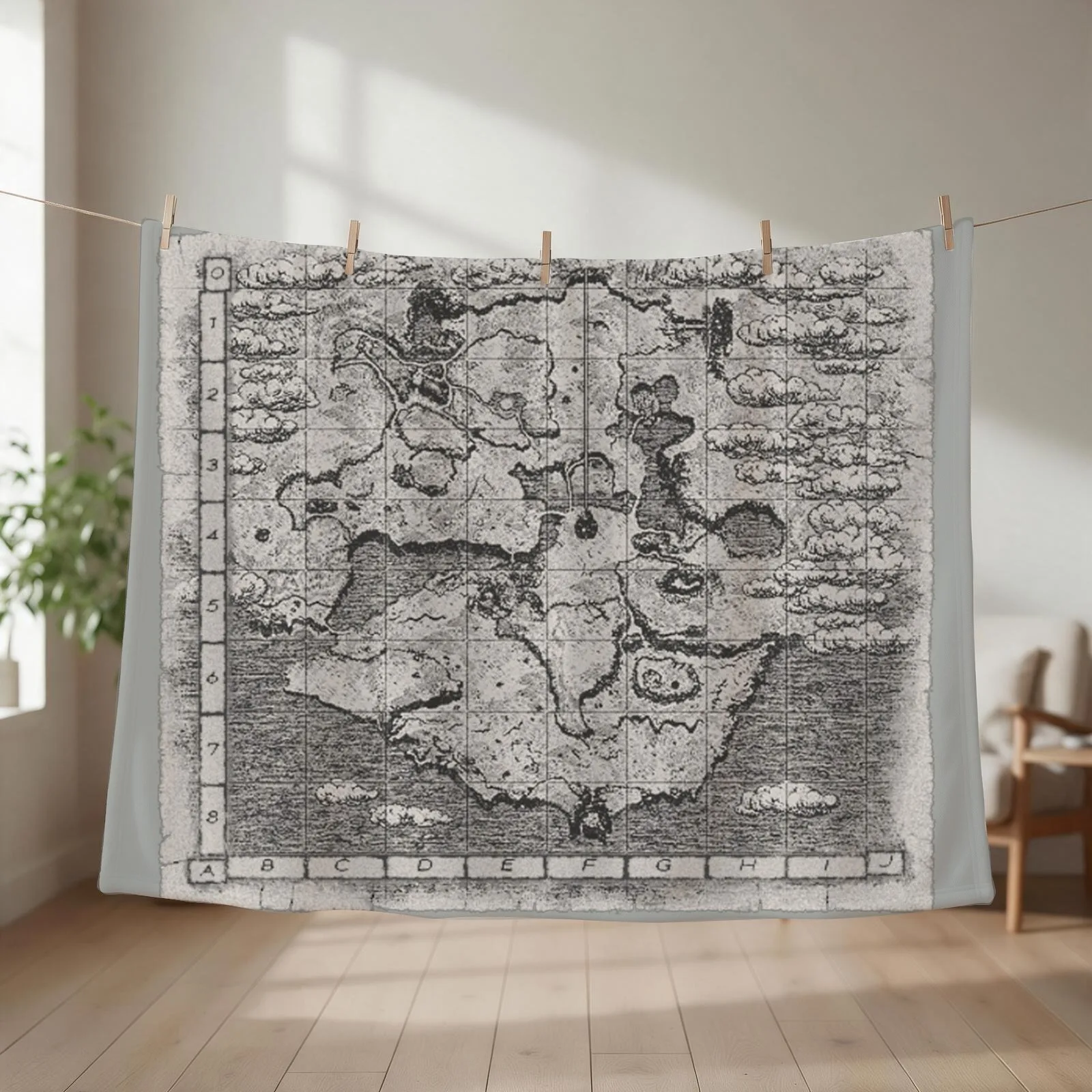 Shadow of the Colossus map Throw Blanket couch cozy soft plush fuzzy picnic outdoor blanket
