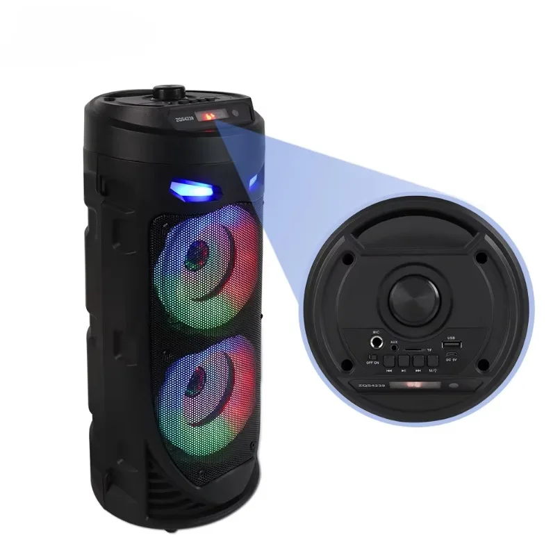 RGB Light Bluetooth Speaker Dual Driver LED Display TWS Wireless For Party Outdoor Home Travel Portable FM Radio Stereo Remote