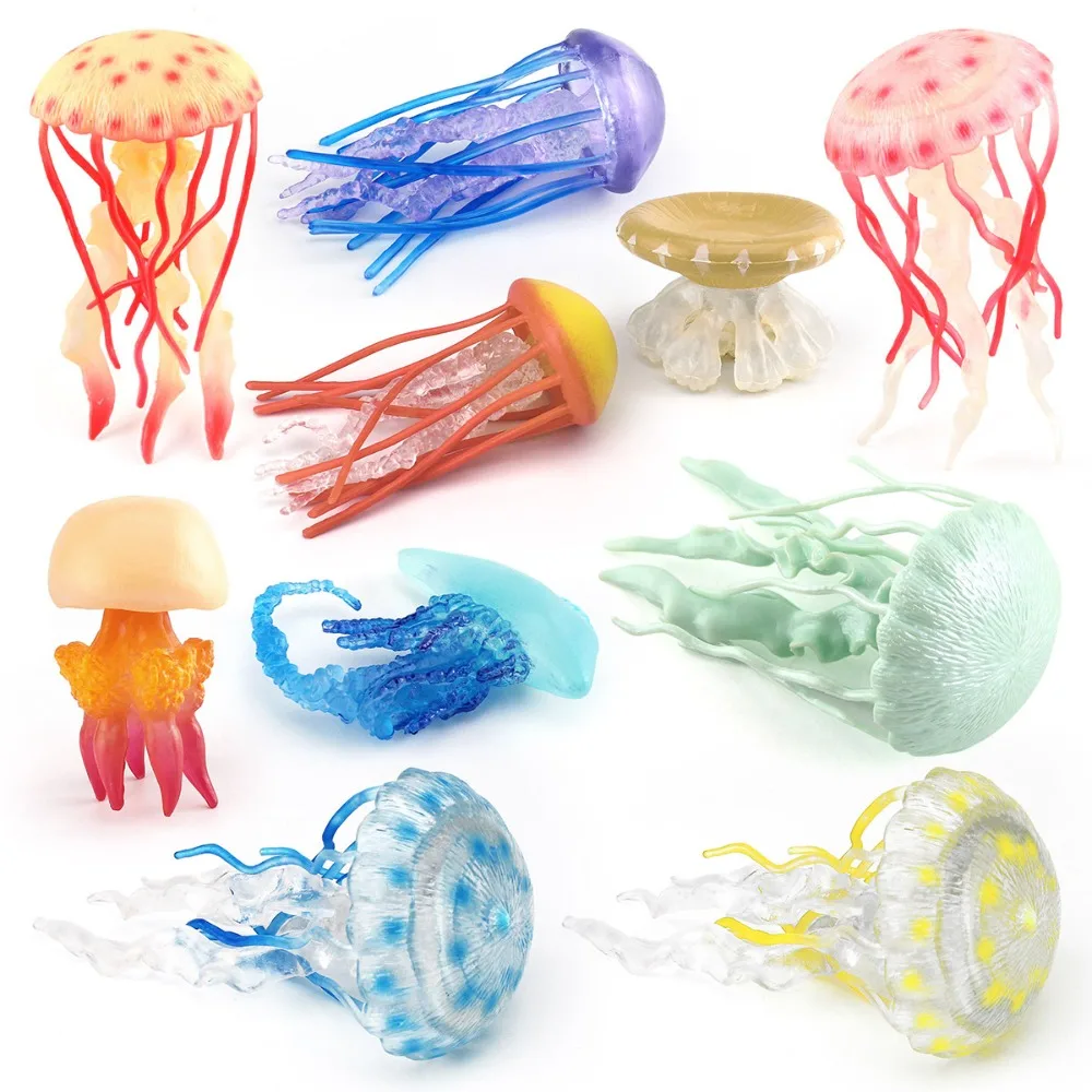 Marine Animals Ocean Animal Figurine Lifelike multi-colored Jellyfish Starfish Anemones Plastic Solid Sea Life Model