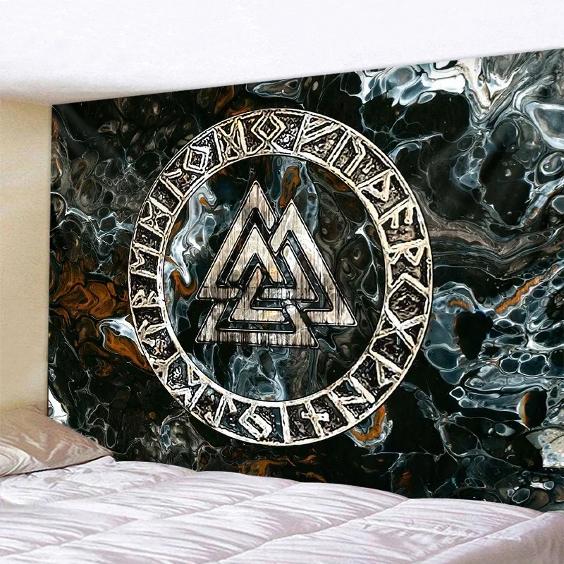 Viking Blood Eagle Tapestry Mysterious Viking Meditation Psychedelic Rune Art Hanging Tapestry Home Decoration Yoga Mat