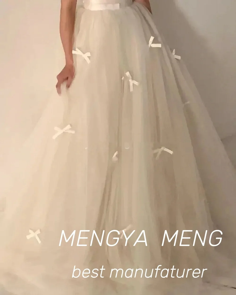 Aangepaste Fee Witte Prinses Trouwjurken Strik Applicaties Bruidsjurken Formele Fotoshoot Bruidsjurken Voor Koreaanse aangepaste