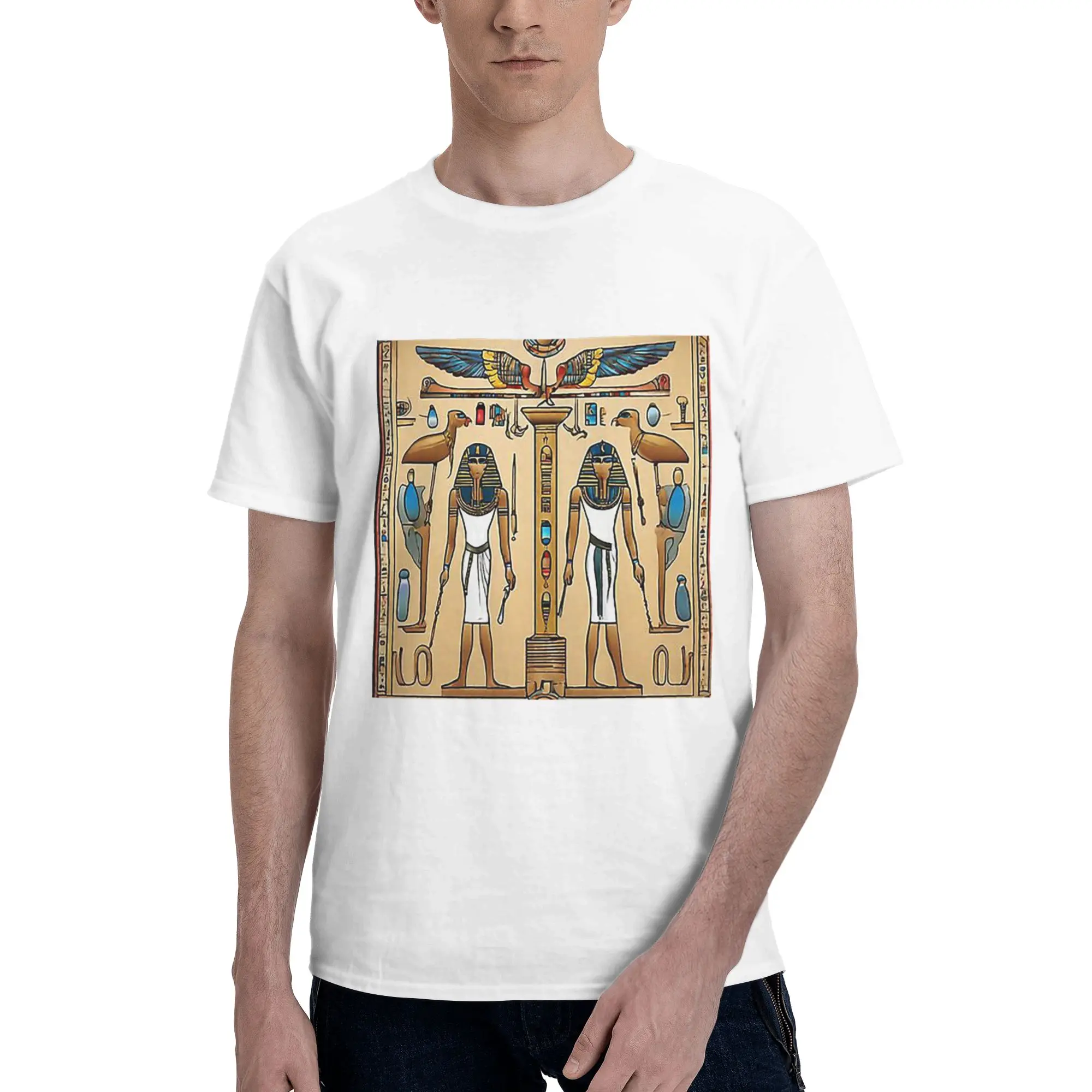 

Egyptian Gods And Pharaohs 100% Cotton T-Shirt Men'sOversized T Shirts Men Crew Neck Short Sleeve S-6XL