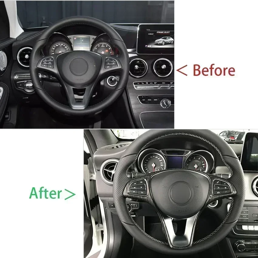 For Mercedes Benz A B C E GLA GLC CLA GLE GLS Class W246 W205 W213 X253 X156 Car Steering Wheel Cover Decoration Trim