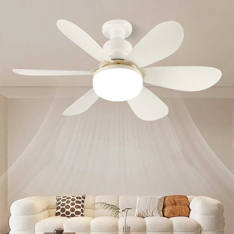 E27 Screw Mouth Easy To Install Small Household Silent Ceiling Fan Lights with 3 Tone Light Intelligent Ceiling Fan Lamps Decor