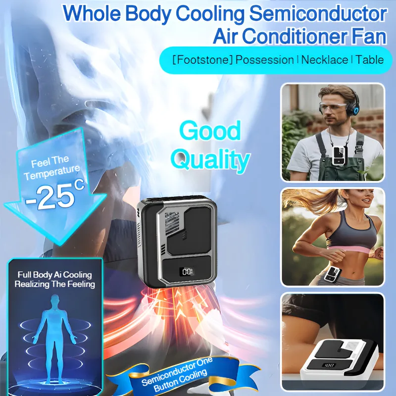 

Портативный портативный вентилятор с цифровым дисплеем для улицы — перезаряжаемый через USB, подвесной на шею и талии, мини-вентилятор охлаждения