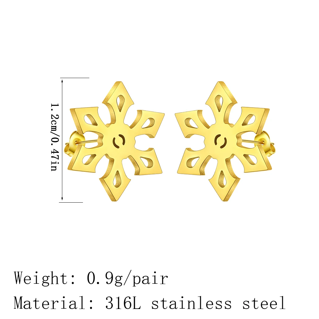 Orecchini in acciaio inossidabile orecchini a bottone gioielli coreani orecchini a bottone con fiocco di neve per regalo invernale da donna