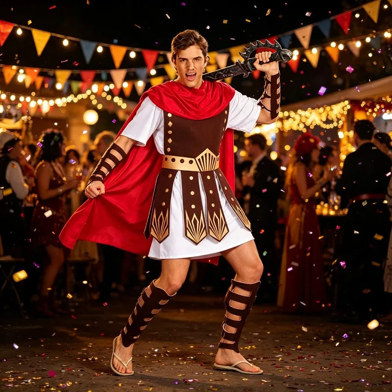 Halloween Ball Costume Adult Male Roman Samurai Cosplay Suit Bar Novelty Party Gladiator Spartan Warrior Clothing