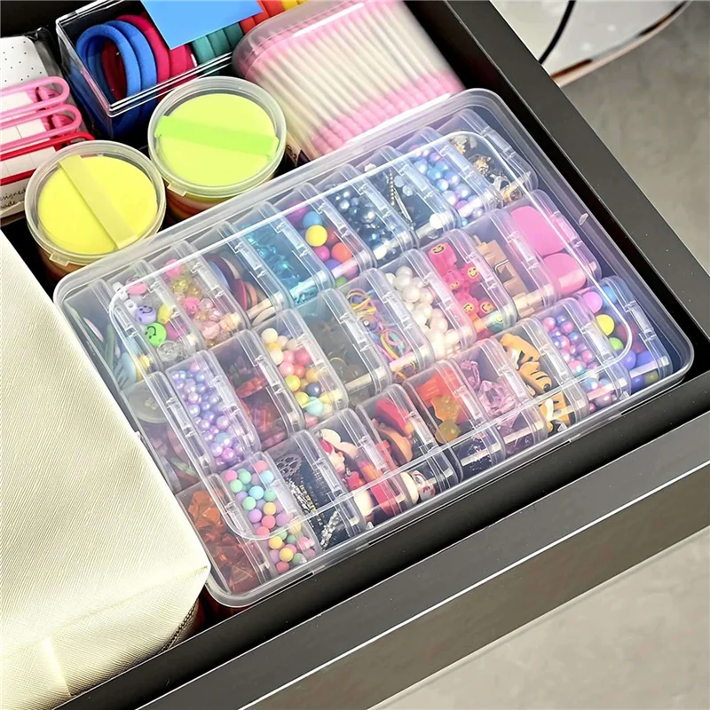 MOPHE-3X ビーズオーガナイザーボックス、30個の小さな透明なプラスチックビーズ保存容器、ジュエリー作成DIYネジ種子用