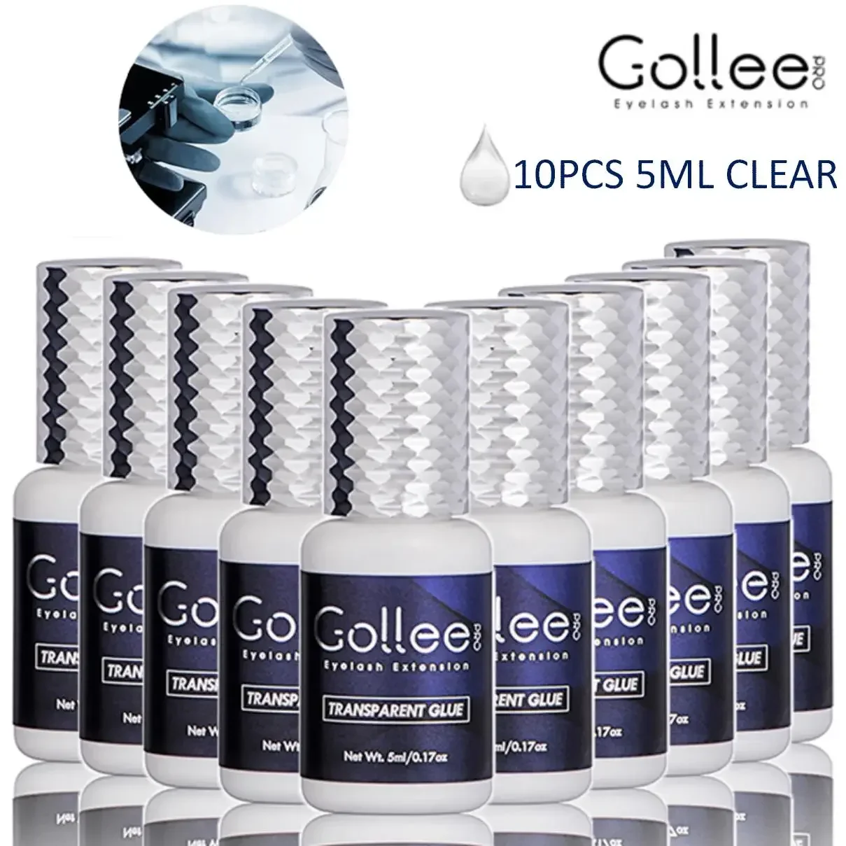 

10pcs Gollee 1s Fast Dry Clear Eyelash Extension Glue Super Bonder with Primer Waterproof False Lash Adhesive Adhesive Set