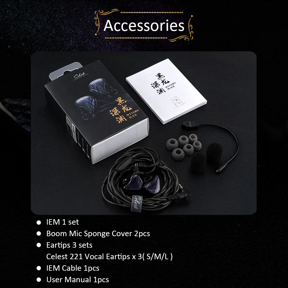 Kinera Celest Wyvern Black 10mm LCP Diaphragm Dynamic Driver In-Ear Monitors HiFi Earphone