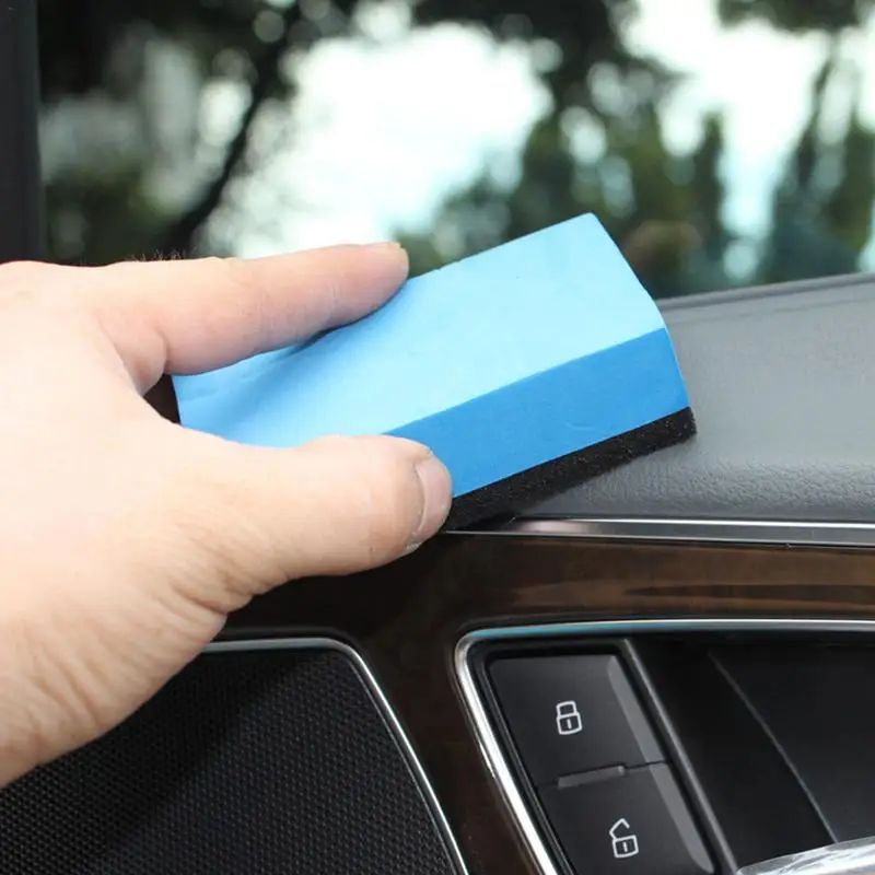 1PCS Car Ceramic Coating Sponge Applicator Glass Nano Wax Coat Sponges Blue Square Sponge and Cloth Car Cleaning Brush