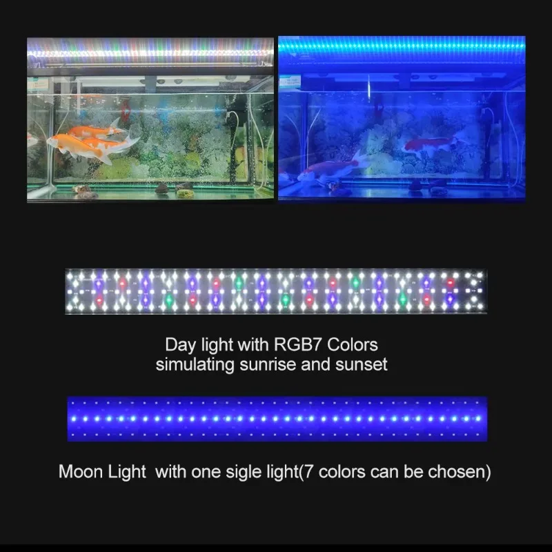 High Quality IP68 Waterproof 90cm 48W 5050 + 2835 Light Emitting Diode Aquarium Lighting with Built-in Sea Fish and Plant Timers