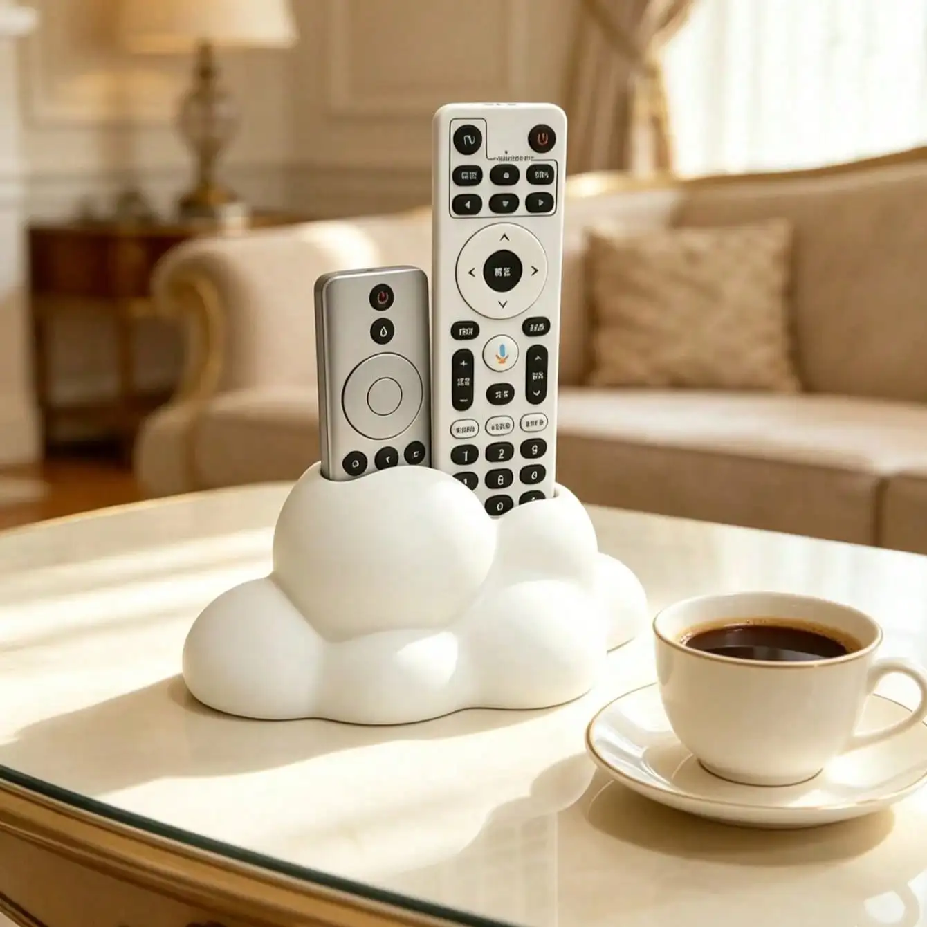 1 cloud remote control storage box, creatively 3D printed sky cloud shape, unique minimalist creative home decoration design