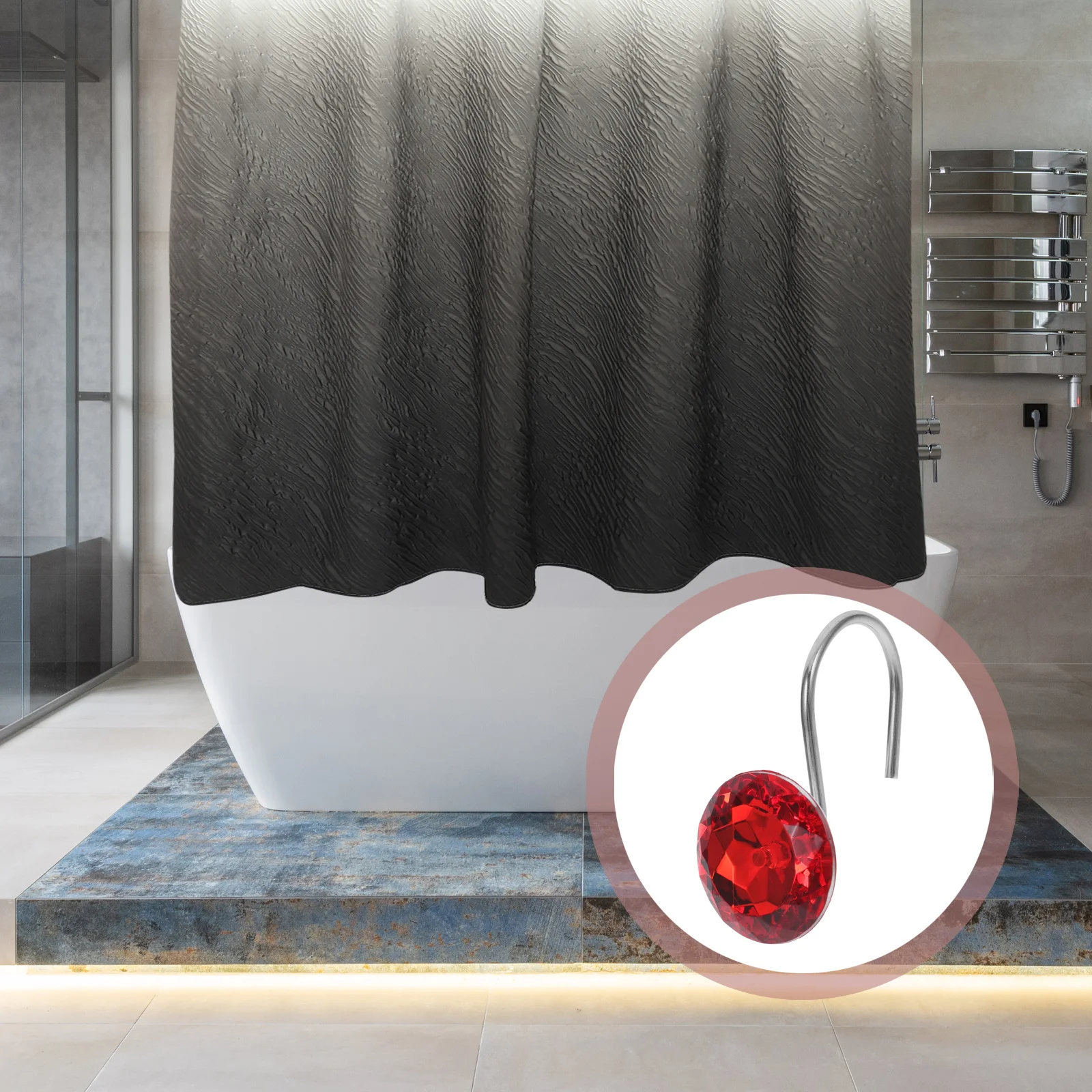 

12pcs Crystal Shower Curtain Hooks Acrylic Metal Hangers For Bathroom Shower Rod Replacement Decorative Waterproof