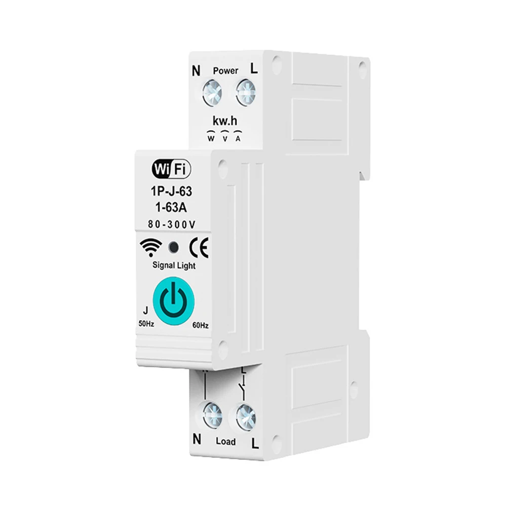 DIN Rail Mount for Smart WiFi Breaker DIN35mm Rail Mounting Real-time Power Monitoring Measures Current And Voltage