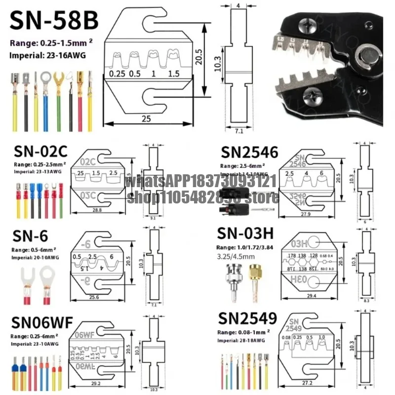 Crimping Tool For  JST MOLEX Terminals,No/Pre Insulated Ferrules,Butt Connectors,Solar & Coax Connectors SN-58B 2549 2546B