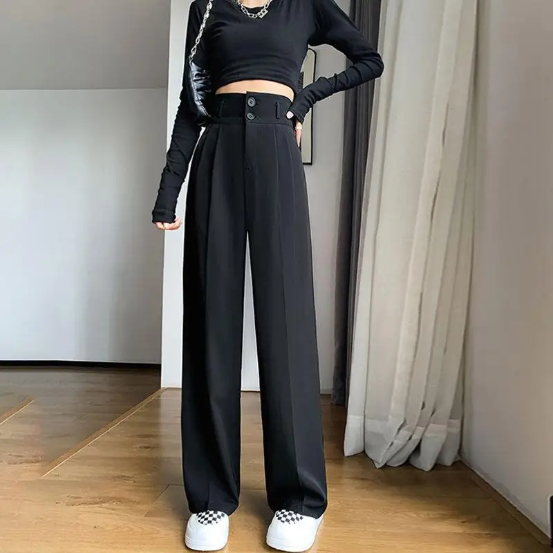 

High Waist Wide Leg Pants Women's Autumn Spring New Style Pear Shape Body Suit Straight Leg Suit Pants Floor Length Pants