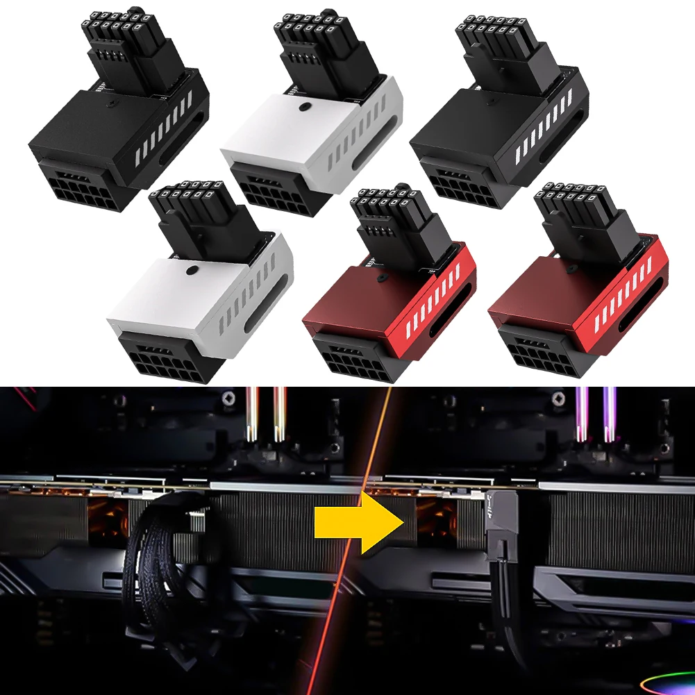 600W 12+4pin GPU Male To Female Connector 90 Degree Right Angle 16pin 12VHPWR for RTX 3090Ti 4070Ti 4080 4090 Graphics Cards