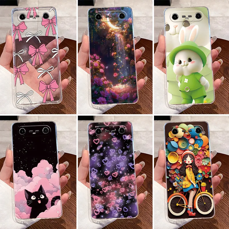 Para Tecno Pova Slim 5G funda KM9 transparente de lujo lindo conejo de amor divertido TPU funda trasera de silicona suave Techno Pova Slim 5G funda de teléfono