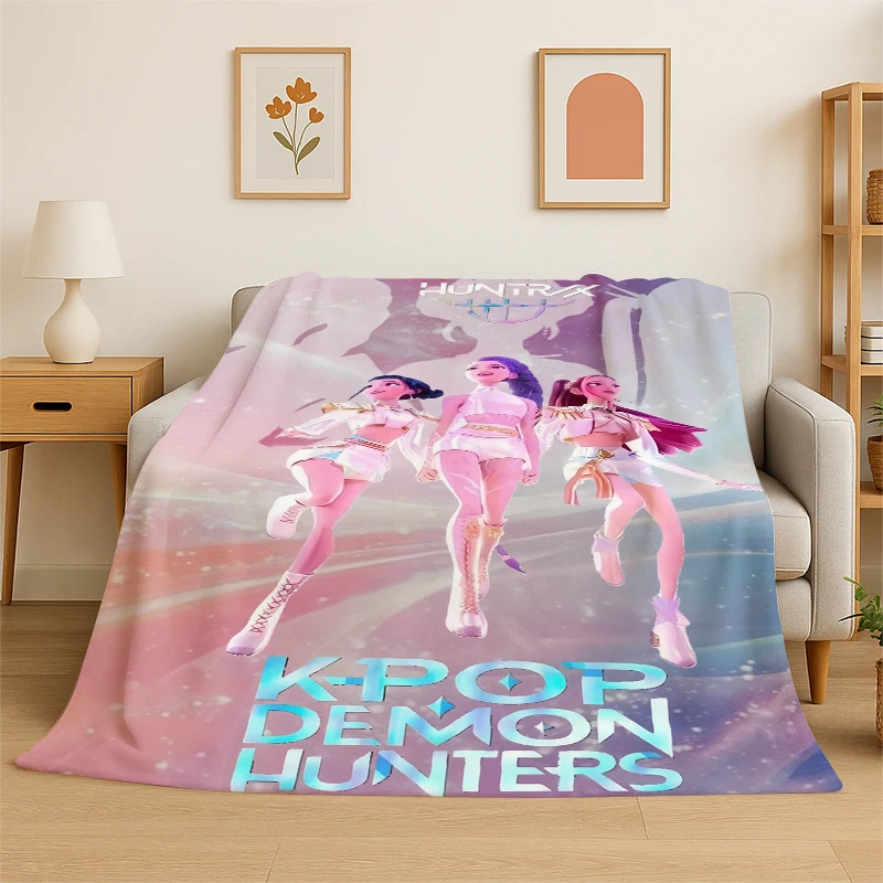 KPop D-Demon Hunters Girl Group Cartoon Soft Flannel Throw Blanket,Cozy Blanket for Bed,Couch,Sofa,Bedroom,Living Room,Travel