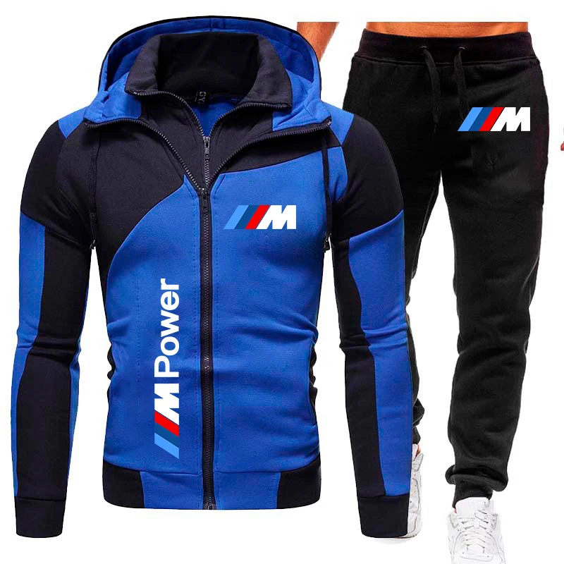 BMW Tracksuit Hoodie Sets Men BMW M Power Logo Sweat Suit Casual Jacket Sweatshirt+Pant 2 Piece Sportswear Autumn Men\'s Clothing