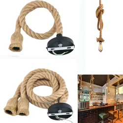Pendant Light Vintage Hemp Rope, Chandelier Pendant Light Two Heads 2M Lantern Cable E27 Socket Plug in Hanging Lighting Fixture