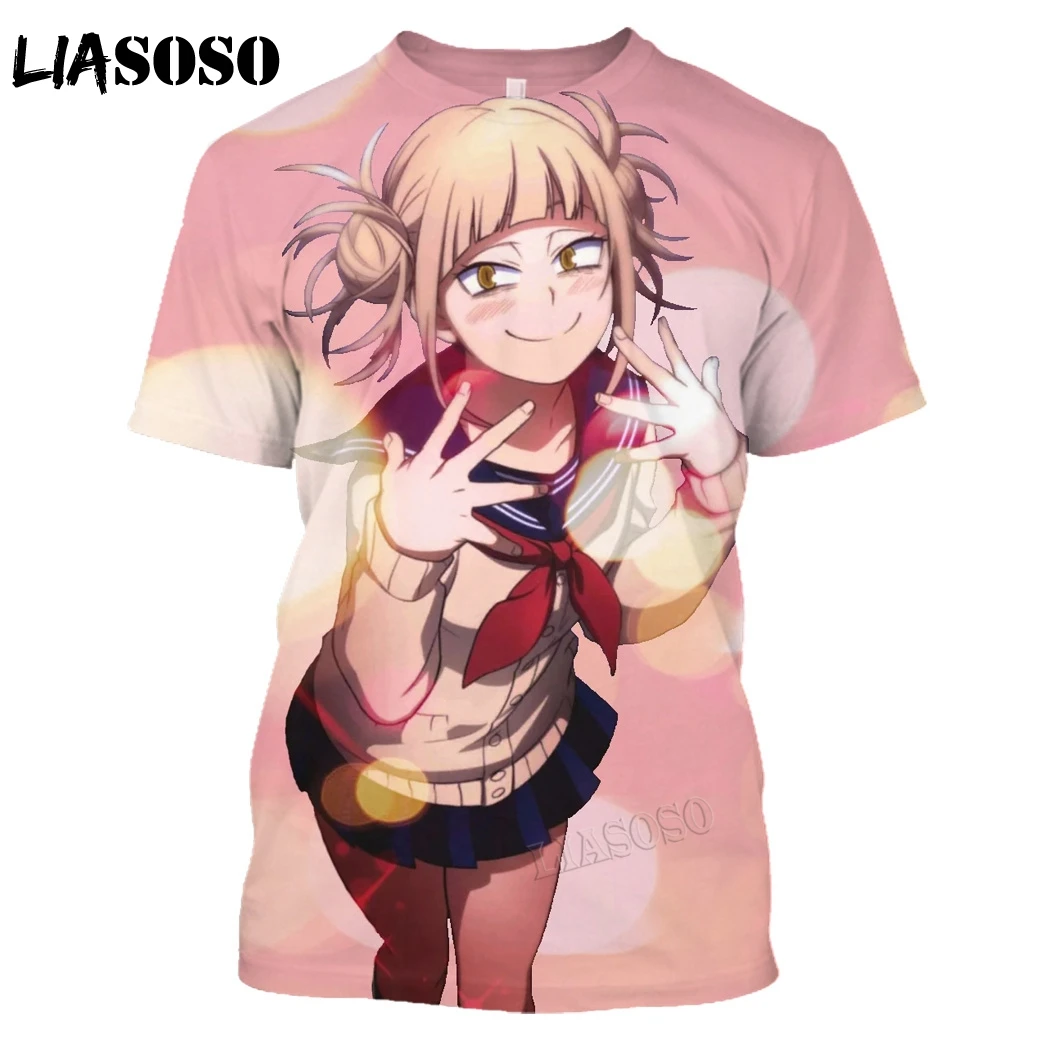 Fashion Japanese Anime Girl Himiko Toga Short Sleeve 3D Printing T-shirt Casual Round Neck Top Oversize Men Women Girls Clothing