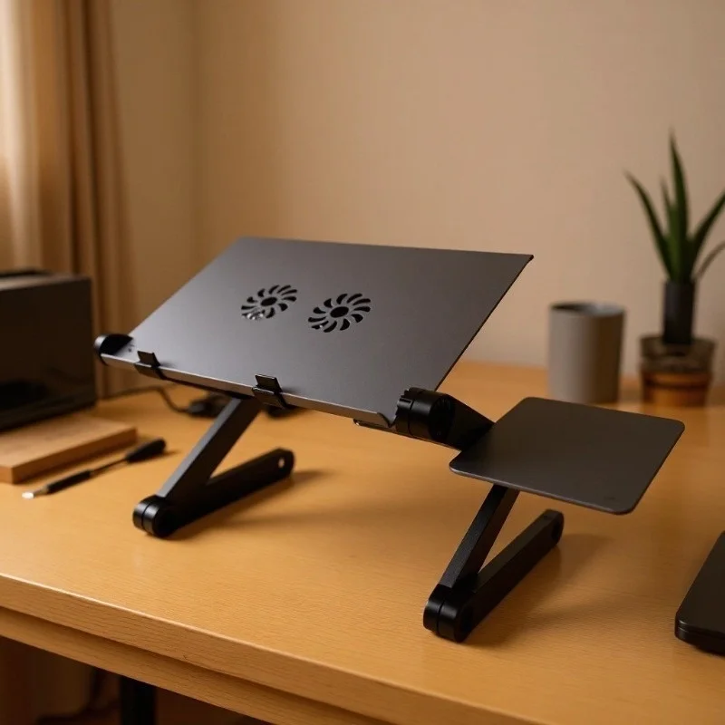 Laptop Cooling Stand Folding Aluminum Alloy Adjustable Support With Mouse Pad Portable Holder For Laptop Tablet Home Bed Office