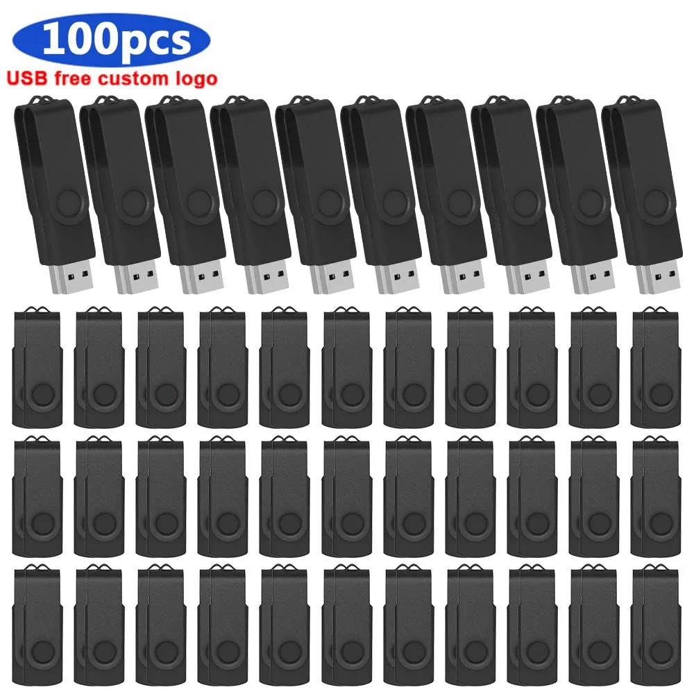 100pcs/lot Metal USB 2.0 Flash Drive 64GB 32GB 16GB 8GB 4GB Pen drive usb flash Pendrive U Disk Memoria Cel Usb Stick for Gifts